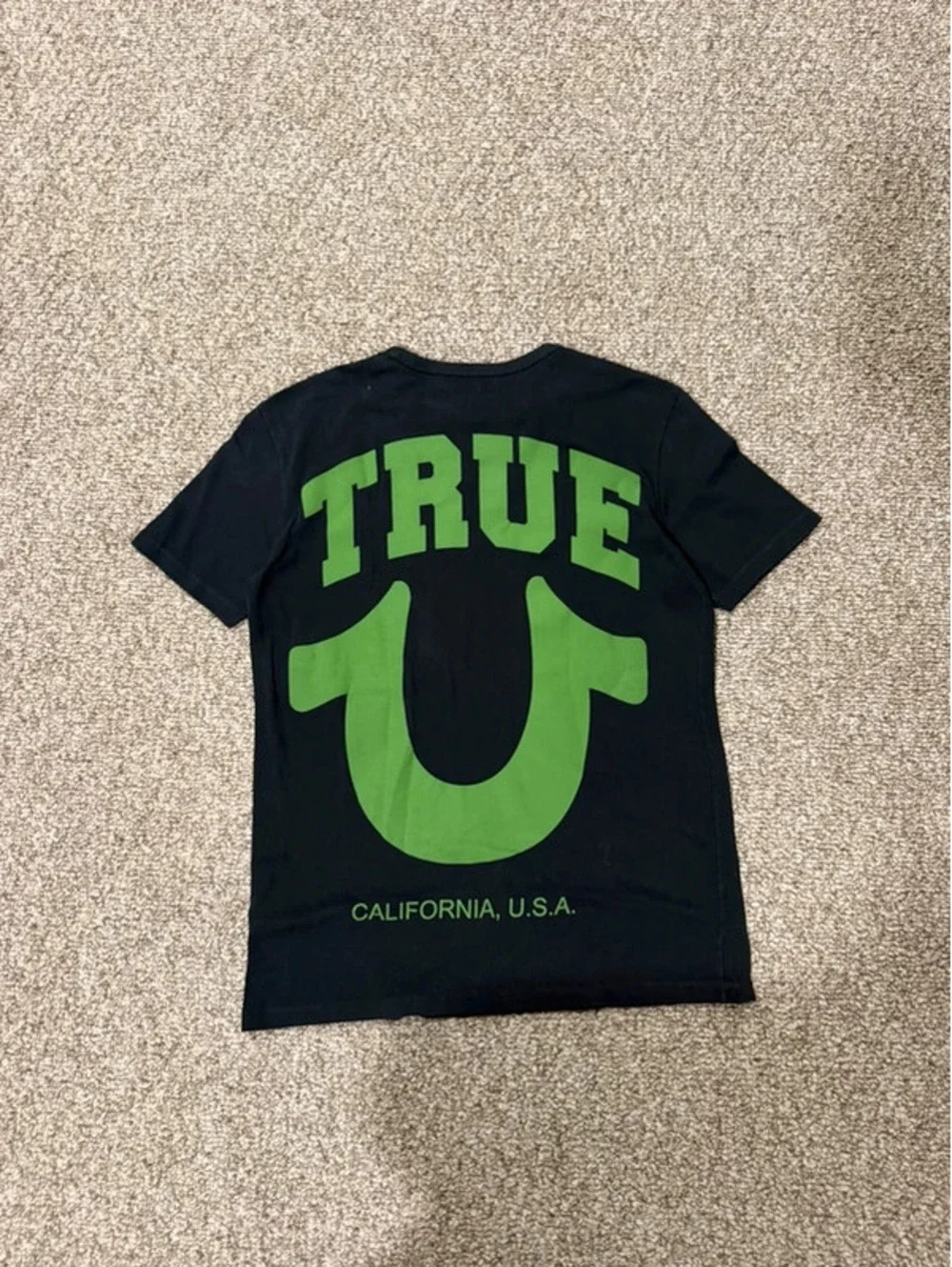 True Religion black & green graphic tee size S